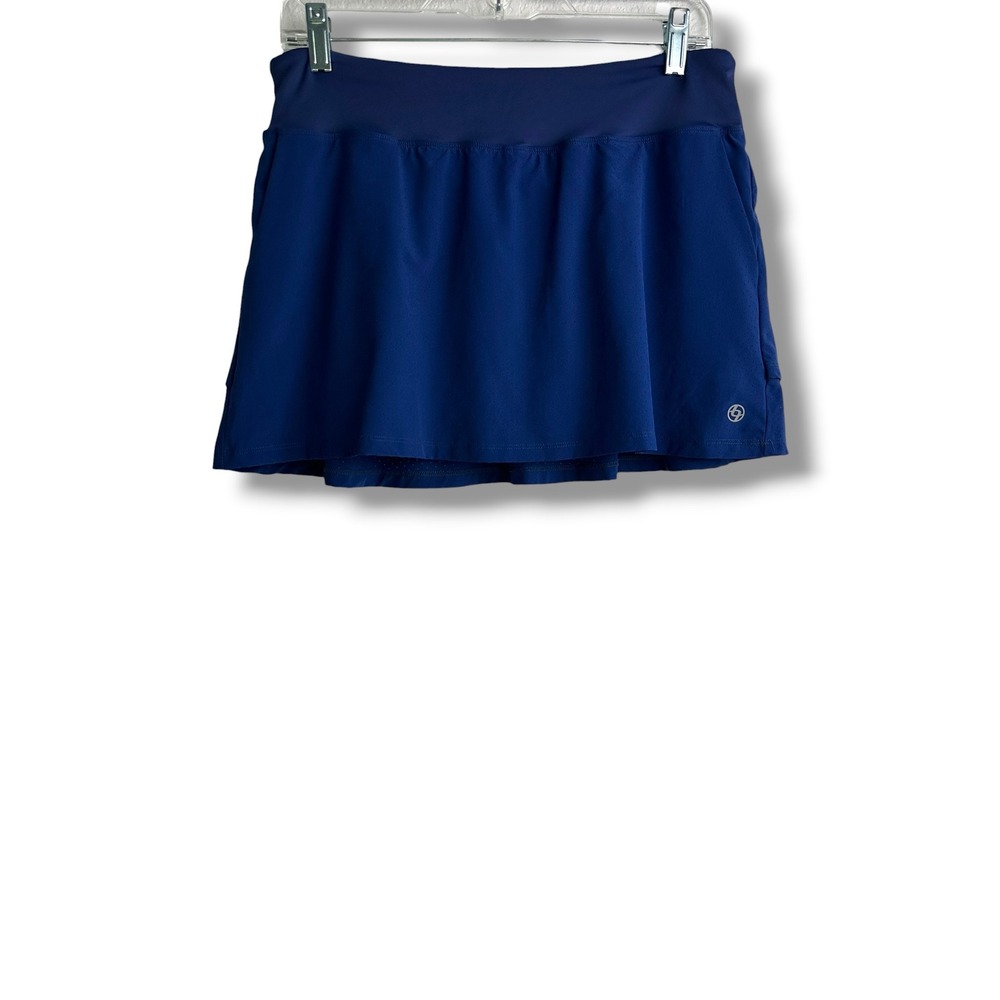 Lija Athletic Skort Women Medium Navy Blue Tiered Back Active Skirt